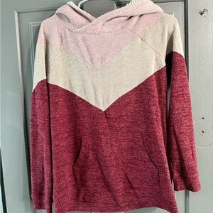Women's Colorblock Hoodie - Pink, Cream, and Red